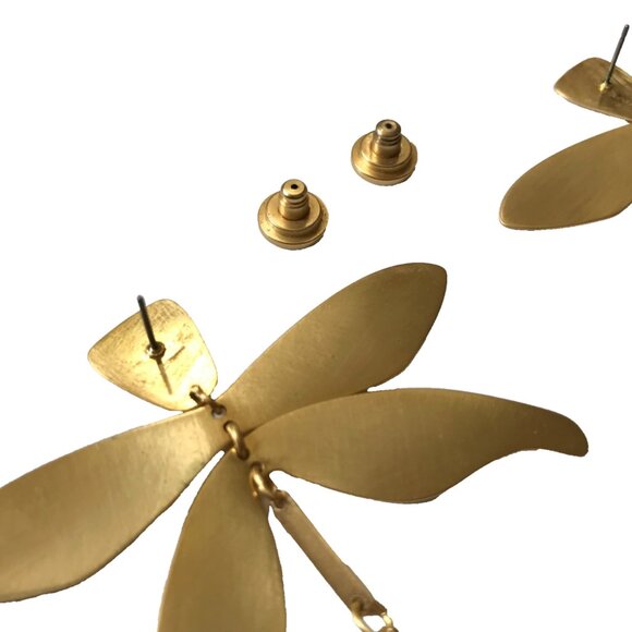 Tory Burch Articulated Dragonfly Drop Earrings Womens Brass Gold Dangle Post 3" - Picture 10 of 12